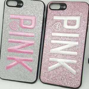 For iPhone 7 Plus Cover Embroidered Text Bling Glitter (2 units)